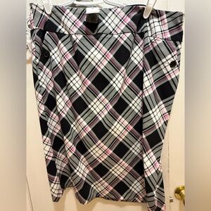 Cato Black, White & Pink Plaid Pencil Skirt
